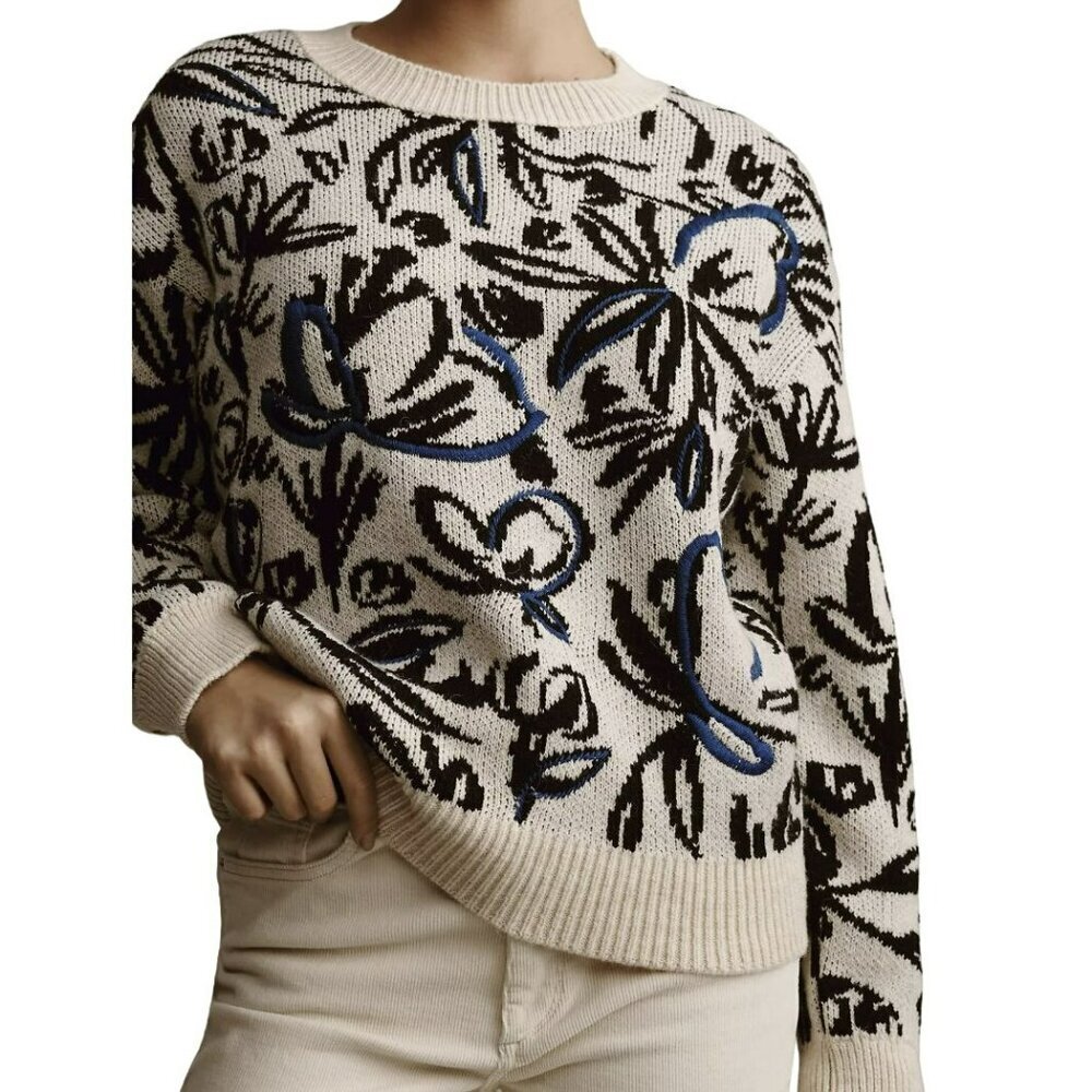 Anthropologie Floral Pop Sweater NEW Size Small